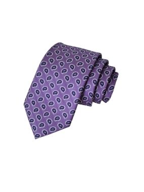 Tommy Hilfiger 100% Silk Tie Purple & Blue Mini Paisley Pattern NARROW